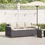 vidaXL Tuinbank 3-zits met kussens poly rattan zwart, Verzenden, Nieuw, Rotan