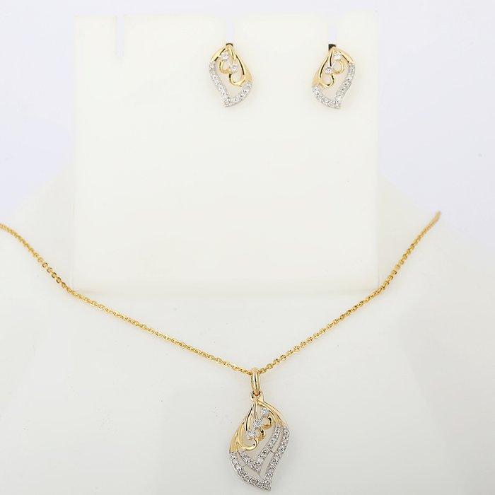 2-delige sieradenset - 14 karaat Geel goud - 0.75ct. tw., Sieraden, Tassen en Uiterlijk, Antieke sieraden