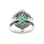 Platina entourage ring met smaragd en diamant 950/14 krt, Sieraden, Tassen en Uiterlijk, Ringen, Ophalen of Verzenden, Nieuw