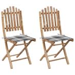 vidaXL Tuinstoelen 2 st inklapbaar met kussens bamboe, Tuin en Terras, Tuinstoelen, Verzenden, Nieuw, Hout