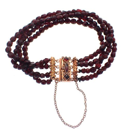 Glaskralen armband met gouden slot; Antiek | Ø 57 mm, Sieraden, Tassen en Uiterlijk, Armbanden, Overige kleuren, Gebruikt, Goud