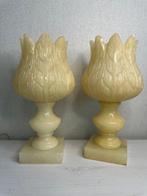 Tafellamp - Steen, Gips - Twee alabaster tafellampen