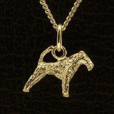 Gouden Lakeland Terrier met staart ketting hanger - klein, Sieraden, Tassen en Uiterlijk, Kettinghangers, Verzenden