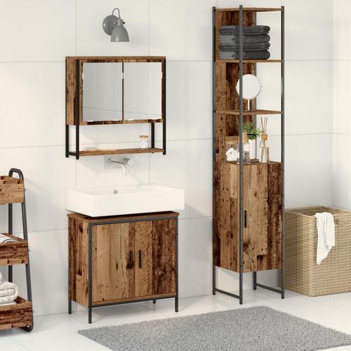 vidaXL 3-delige badkamermeubelset oud hout gefabriceerd hout, Huis en Inrichting, Badkamer | Badkamermeubels, Nieuw, Verzenden