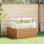 vidaXL Tuinplanter met kas Licht Bruin 100 x 100 x 77 cm, 100 cm of meer, Verzenden, Nieuw, Metaal
