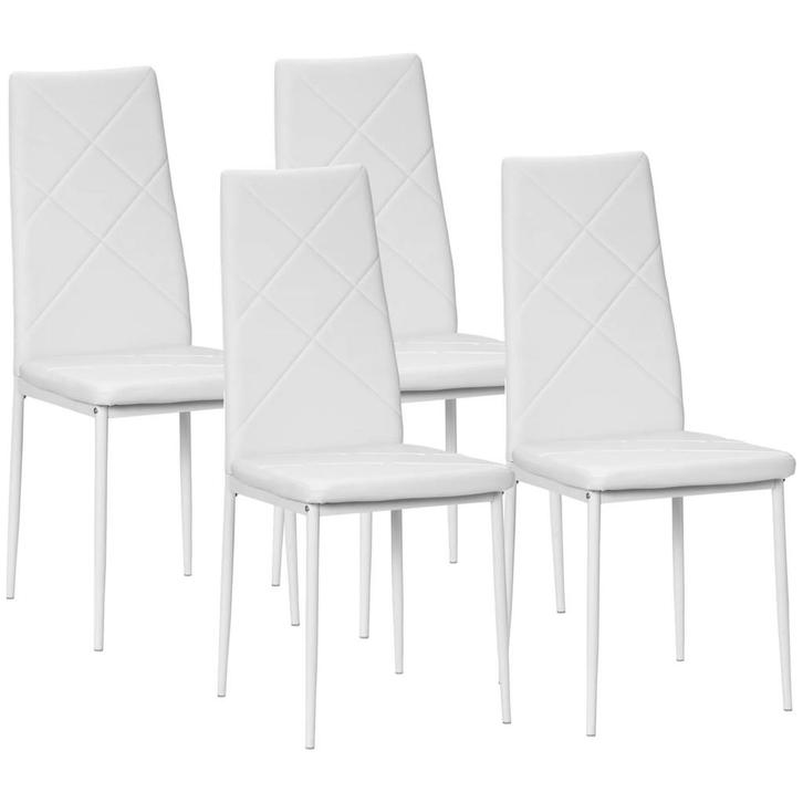 TRUUSK 4-delige Eetkamerstoel Set - Gestoffeerd - Stalen Pot, Huis en Inrichting, Stoelen, Nieuw, Verzenden