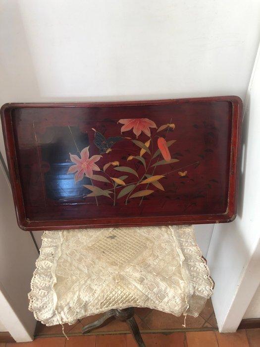 Dienblad - Hout, Prachtig groot dienblad, handgeschilderd, Antiek en Kunst, Antiek | Keukenbenodigdheden