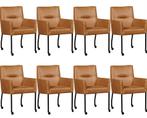Set van 8 Cognac leren moderne eetkamerstoelen - Vintage Lee, Huis en Inrichting, Stoelen, Nieuw, Vijf, Zes of meer stoelen, Eigentijds