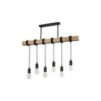 Landelijke Hanglamp Hout | 80CM | 6 x E27 fitting | Zwart, Huis en Inrichting, Lampen | Hanglampen, Nieuw, Ophalen of Verzenden