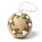 Kerstbal Vilt - Mistletoe Cirkel Large - Beige/Groen/Wit - 8, Diversen, Kerst, Nieuw, Ophalen of Verzenden