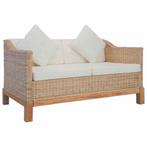 vidaXL Tweezitsbank met kussens natuurlijk rattan, Verzenden, Riet of Rotan, Minder dan 150 cm, Nieuw