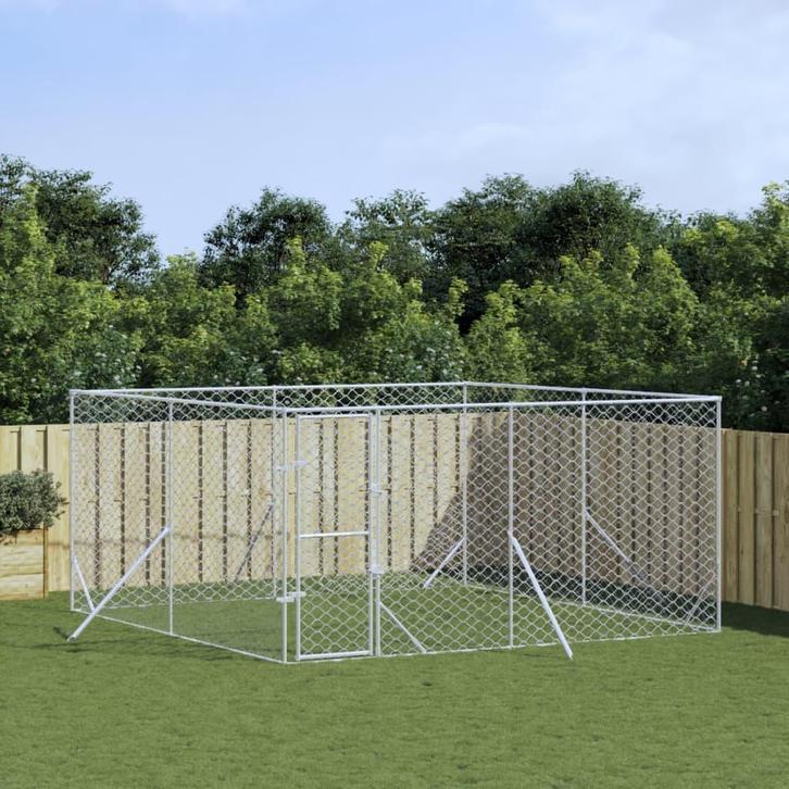 vidaXL Hondenkennel voor buiten 4x4x2 m gegalvaniseerd staal, Dieren en Toebehoren, Honden-accessoires, Nieuw, Verzenden