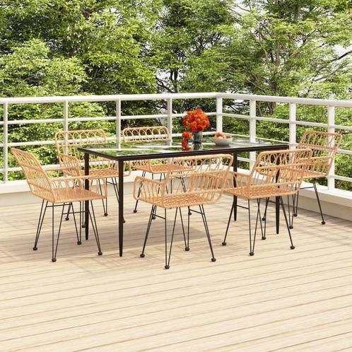 vidaXL 7-delige Tuinset poly rattan, Tuin en Terras, Tuinsets en Loungesets, Tuinset, Nieuw, 6 zitplaatsen, Rotan, Verzenden