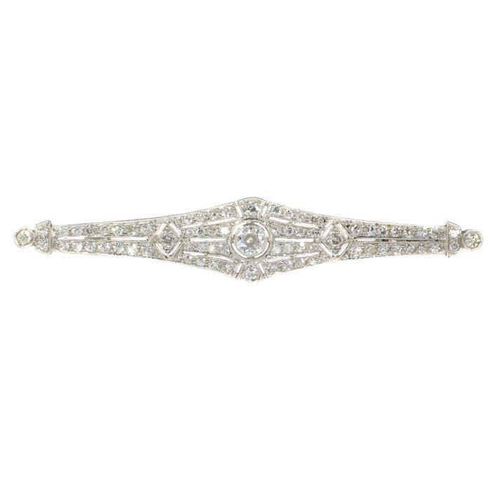 Broche Platina - 1.87ct. tw. Diamant (Natuurlijk) - Art Deco, Sieraden, Tassen en Uiterlijk, Antieke sieraden