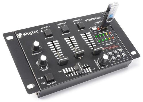 SkyTec STM-3020 4-Kanaals mengpaneel met USB MP3 - Zwart, Muziek en Instrumenten, Dj-sets en Draaitafels, Nieuw, Verzenden