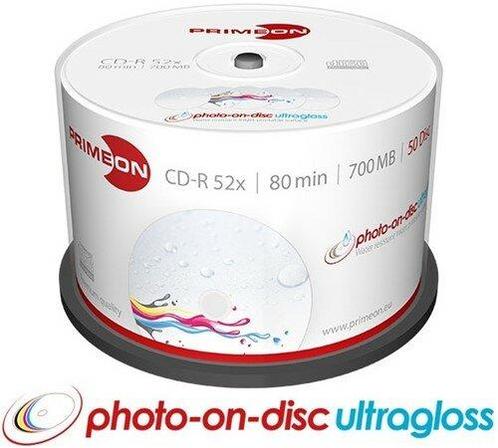 Primeon CD-R 700 MB Inkjet Glossy Printable Waterproof 50..., Computers en Software, Beschrijfbare discs, Nieuw, Verzenden