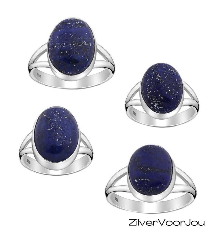 925 Zilveren ring met ovale lapis lazuli, Sieraden, Tassen en Uiterlijk, Ringen, Nieuw, Verzenden