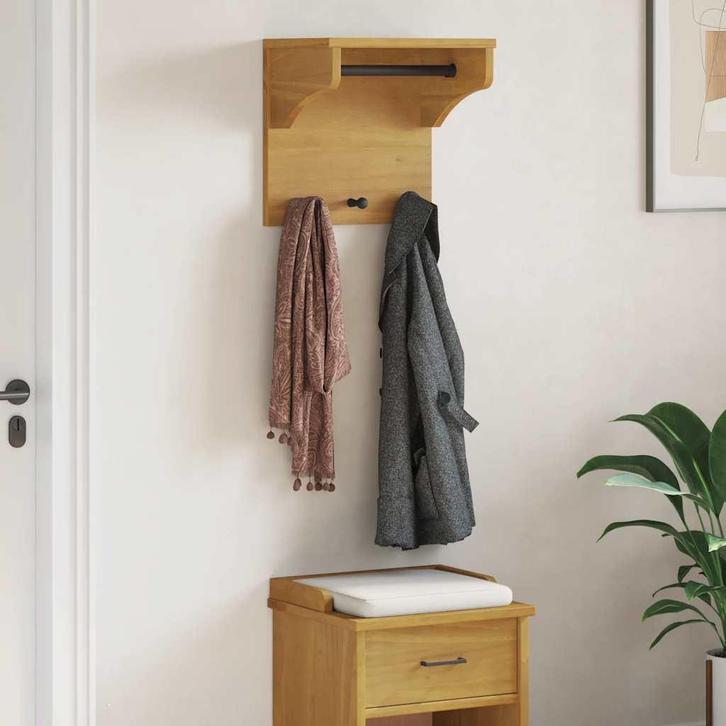vidaXL Wandkapstok SANDNES 43x30x42 cm massief grenenhout, Huis en Inrichting, Woonaccessoires | Kapstokken, Nieuw, Verzenden