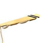 Gouden dasschuif met ketting en onyx (vintage, steekspeld), Gebruikt, Overige kleuren, Ophalen of Verzenden, Met edelsteen