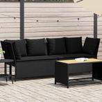 vidaXL Tuinbank met kussens poly rattan zwart, Tuin en Terras, Verzenden, Nieuw, Rotan