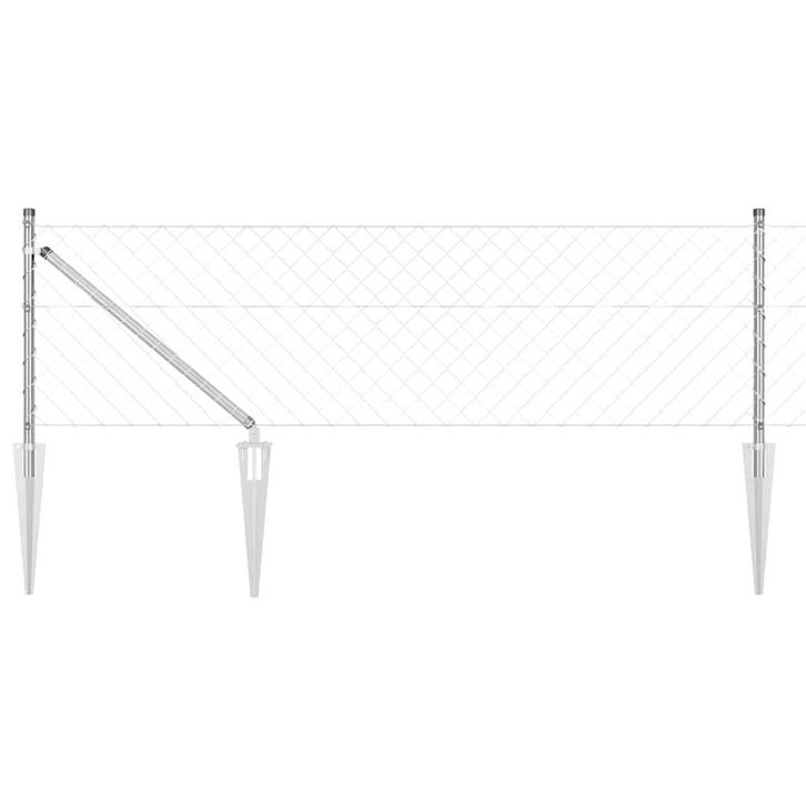 vidaXL Ketenlink Hek met Palen Zilver 0.6 x 25 m Staal, Tuin en Terras, Schuttingen, Nieuw, IJzer, Verzenden