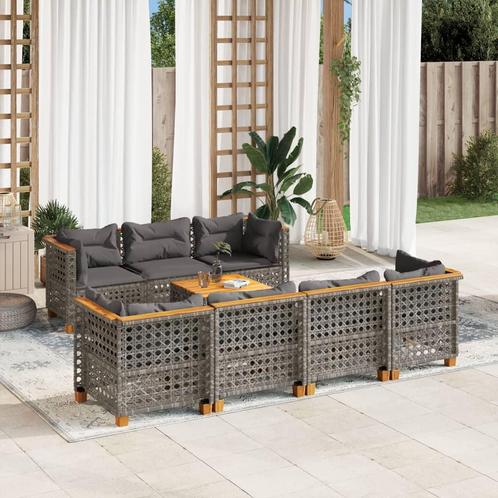 vidaXL 8-delige Loungeset met kussens poly rattan grijs, Tuin en Terras, Tuinsets en Loungesets, Loungeset, Nieuw, Rotan, Verzenden