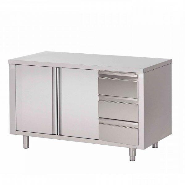 RVS Werktafel met schuifdeuren en lades 700 diep, Zakelijke goederen, Horeca | Keukenapparatuur, Nieuw zonder verpakking, Ophalen of Verzenden