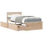 vidaXL Bed met lades en matras massief grenenhout 100x200 cm, 100 cm, Eenpersoons, Bruin, Verzenden