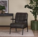 Leren fauteuil - hoge rug - Granada Graphite, Nieuw, Ophalen of Verzenden, 50 tot 75 cm, Leer