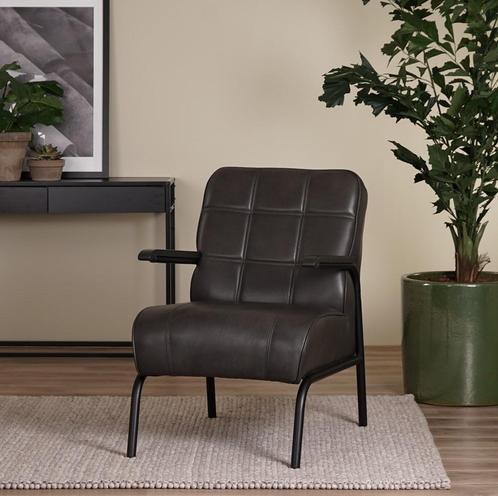 Leren fauteuil - hoge rug - Granada Graphite, Huis en Inrichting, Fauteuils, 50 tot 75 cm, 75 tot 100 cm, Nieuw, Leer, Ophalen of Verzenden