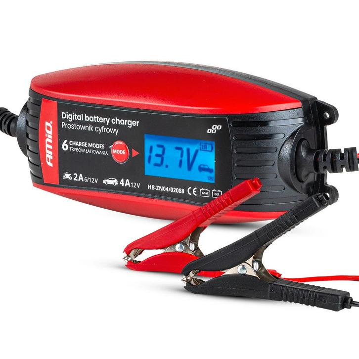 AMiO digitale accu oplader 6V  12V - 2A 4A, Auto-onderdelen, Accu's en Toebehoren, Nieuw, Verzenden