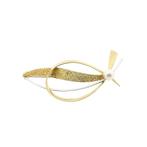 Bicolor gouden broche met parel (witgoud, modern, geelgoud), Sieraden, Tassen en Uiterlijk, Broches, Gebruikt, Overige kleuren