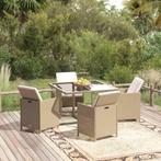 vidaXL 5-delige Tuinset met kussens poly rattan beige, Verzenden, Nieuw, Rotan, Tuinset