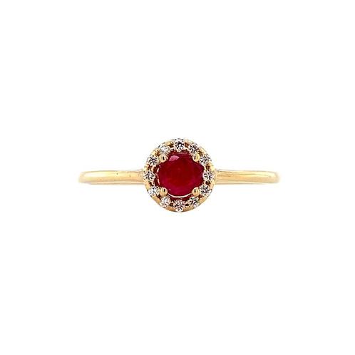 Gouden entourage ring met robijn en diamant 14 karaat* Nieuw, Sieraden, Tassen en Uiterlijk, Ringen, Zo goed als nieuw, Goud, Verzenden