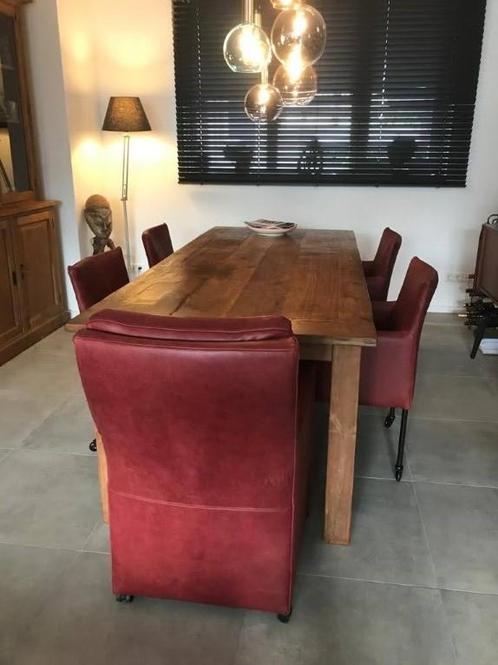 Set van 5 leren eetkamerstoelen - 2 verschillende modellen -, Huis en Inrichting, Stoelen, Overige kleuren, Nieuw, Leer, Ophalen of Verzenden