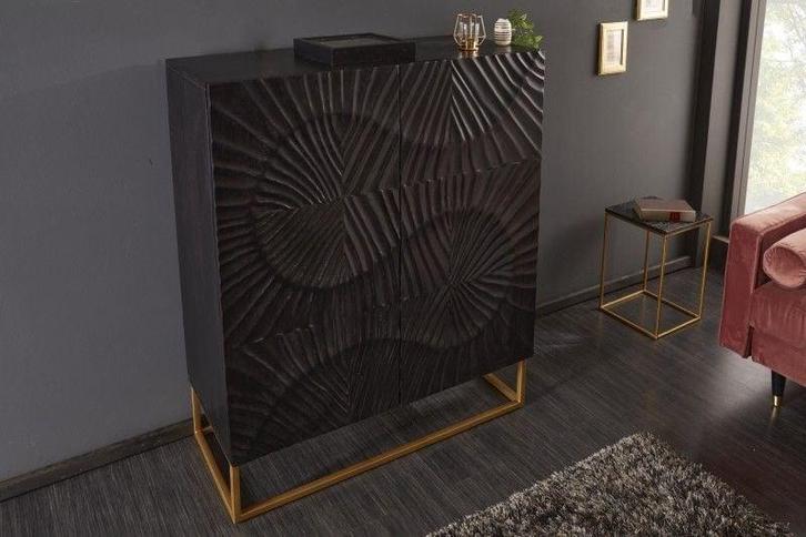 Massief dressoir SCORPION 120cm zwart mangohout met, Huis en Inrichting, Kasten | Overige, Ophalen of Verzenden