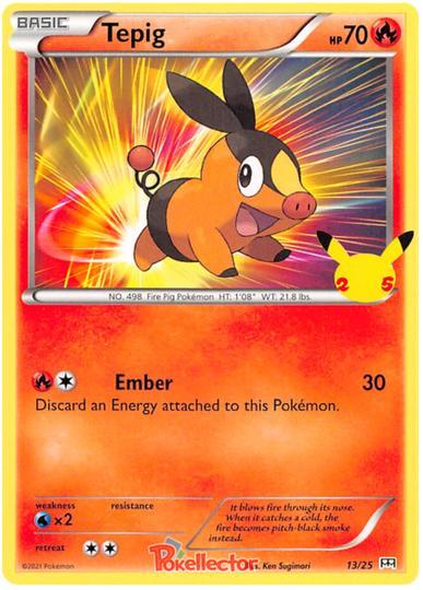 Tepig 13/25 Promo 25TH ANNIVERSARY MC DONALDS, Hobby en Vrije tijd, Verzamelkaartspellen | Pokémon, Losse kaart, Nieuw, Foil, Ophalen of Verzenden