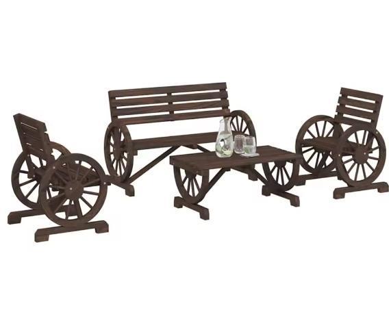 4-delige Tuin Loungeset – Staal en Tafel, Huis en Inrichting, Stoelen, Nieuw, Verzenden