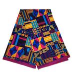 Afrikaanse Kente stof Multicolor kente print AF-4034 - 100%, Hobby en Vrije tijd, Ophalen of Verzenden, Nieuw