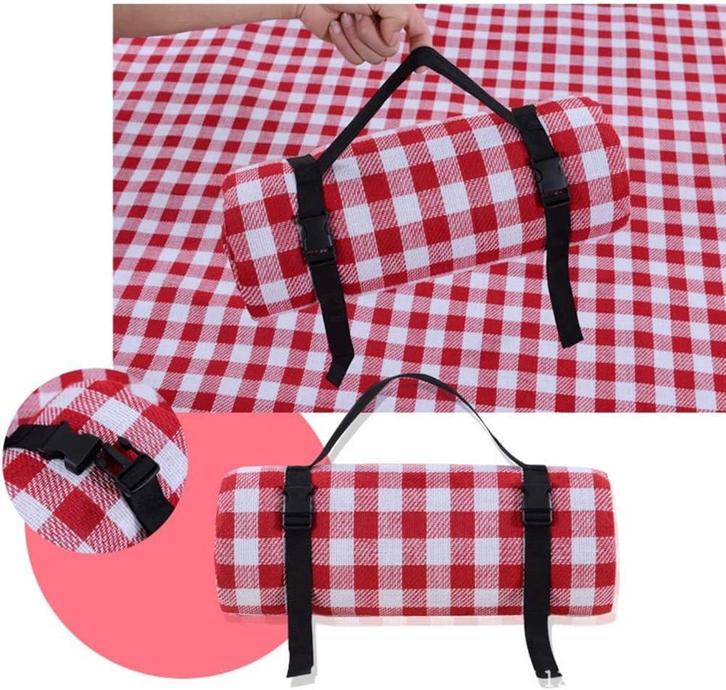 Picknickkleed XL (200x200 cm) - Rood/Wit geblokt - NIEUW, Huis en Inrichting, Stoffering | Tapijten en Kleden, 200 cm of meer
