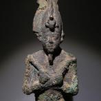 Oud-Egyptisch Brons Osiris God Beeldhouwwerk. 15,5 H. Laat