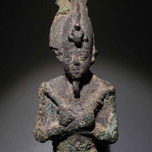 Oud-Egyptisch Brons Osiris God Beeldhouwwerk. 15,5 H. Laat, Verzamelen, Mineralen en Fossielen