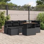 vidaXL 7-delige loungeset met kussens - zwart poly rattan,, Verzenden, Nieuw, Rotan, Loungeset