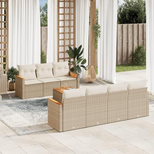 vidaXL 8-delige Loungeset met kussens poly rattan beige, Tuin en Terras, Tuinsets en Loungesets, Loungeset, Nieuw, Rotan, Verzenden