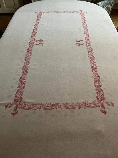 Late Napoleon III, keizerlijke damast linnen en zijden, Antiek en Kunst, Antiek | Kleden en Textiel