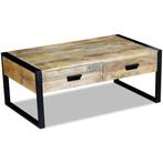 vidaXL Salontafel met 2 lades 100x60x40 cm massief mangohout, Verzenden, Vierkant, Nieuw, Minder dan 50 cm