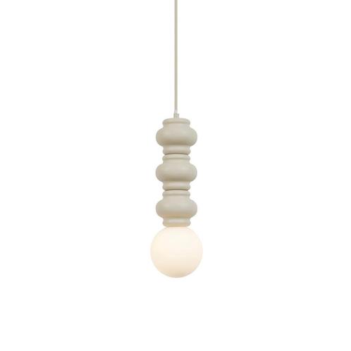 Retro hanglamp beige met mat glas - Fedde, Huis en Inrichting, Lampen | Hanglampen, Nieuw, Overige materialen, 75 cm of meer