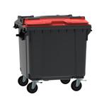 Afvalcontainer 1100 liter grijs met rood Split Lid deksel, Nieuw, Ophalen of Verzenden