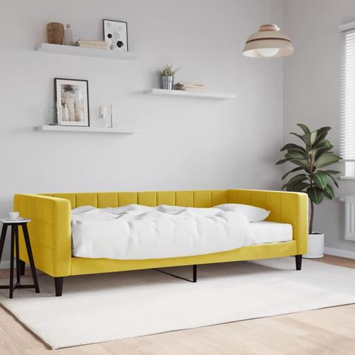 vidaXL Slaapbank met matras 100x200 cm fluweel geel, Huis en Inrichting, Slaapkamer | Bedden, 100 cm, 200 cm, Eenpersoons, Nieuw