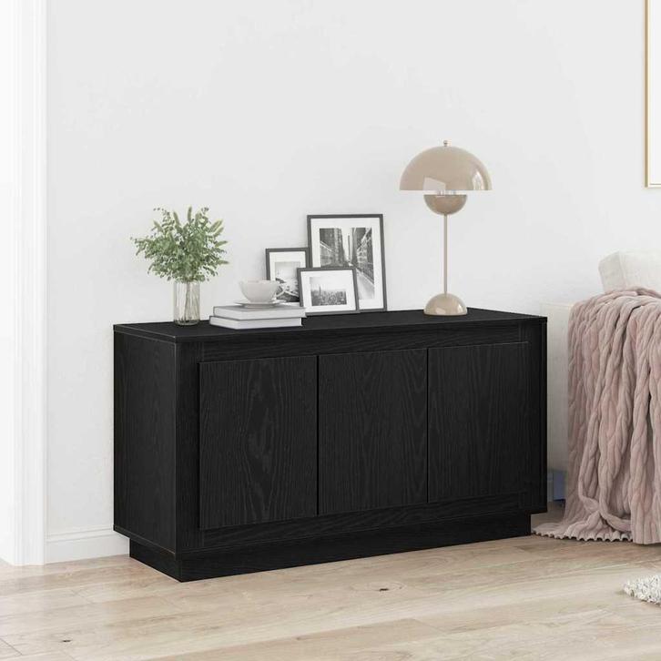 vidaXL Dressoir Zwart Eiken 102 x 35 x 55 cm Bewerkt hout, Huis en Inrichting, Kasten | Dressoirs, Nieuw, Minder dan 50 cm, Overige houtsoorten
